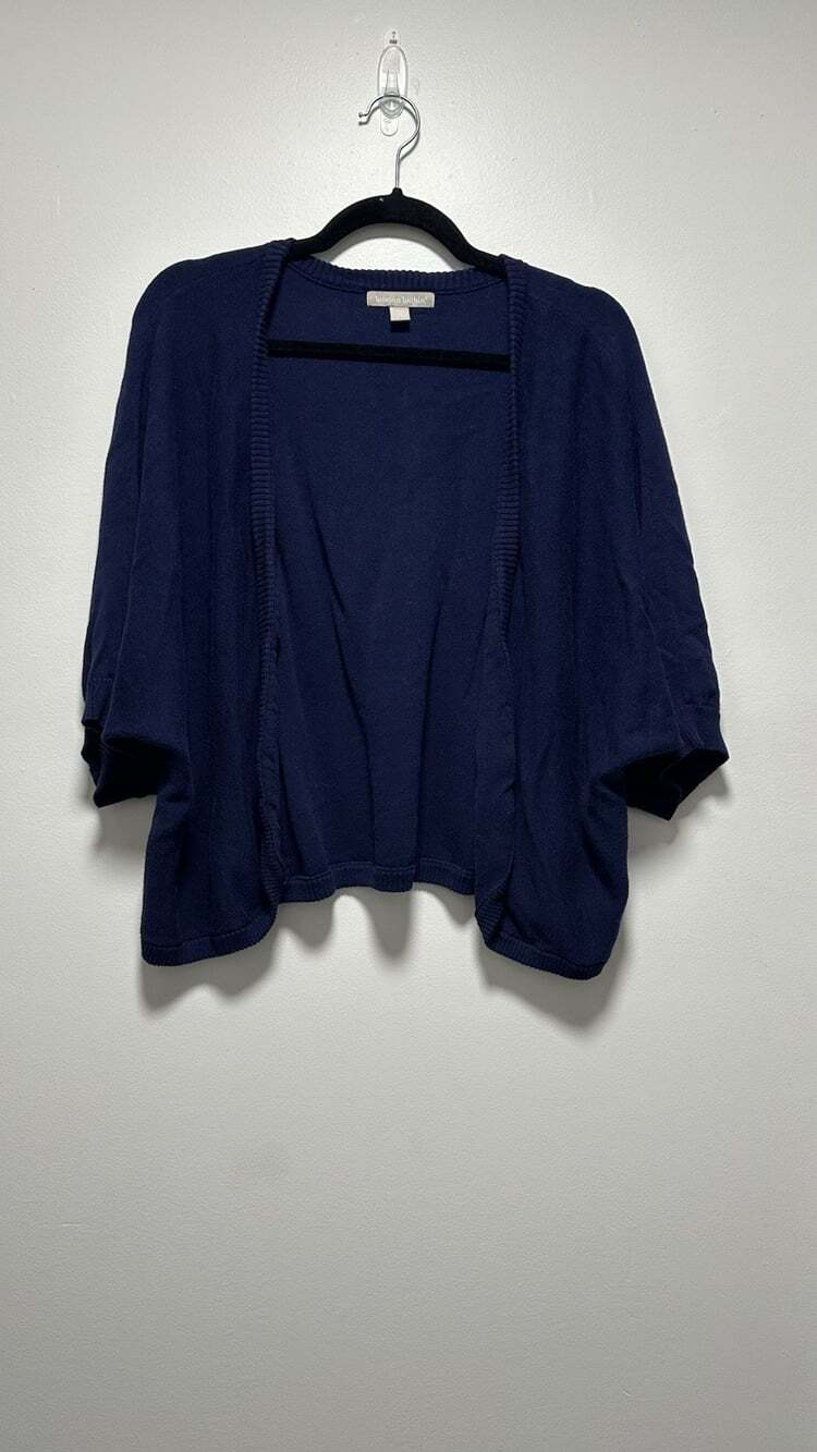 Woman Within Womans Blue Short Sleeve Cropped Open Cardigan Sweater 3X 22/24